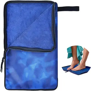 Waterproof Embedded Towel Wet Bag(Fleece),Machine Washable Wet Bag for Swimsuit,Wet Clothes Bag with Handle Zippered Oxford Cloth,Swimsuit Bag Wet Dry Gym Beach Pool Travel Essentials(Blue) Laundry