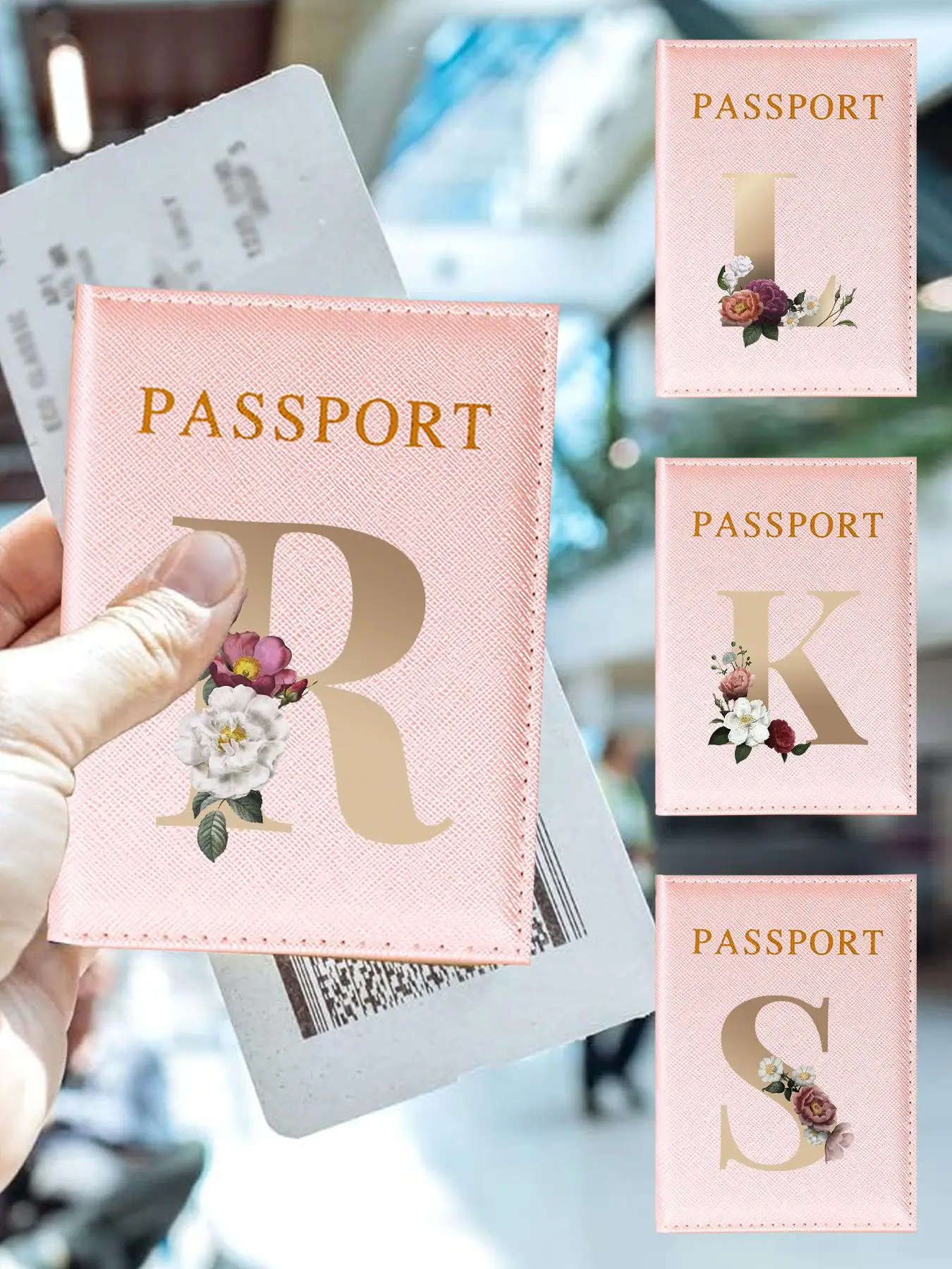 Floral & Letter Pattern Passport Holder, Lightweight Travel Passport Flight Ticket Case, Unisex Id & Card Protector Cover for Holidays and Everyday Us