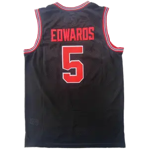 【TikTokShopBlackFriday】Men's Retro Edwards College Basketball Jersey #5 Embroidery Black White Polyester Gifts for Christmas,New Year