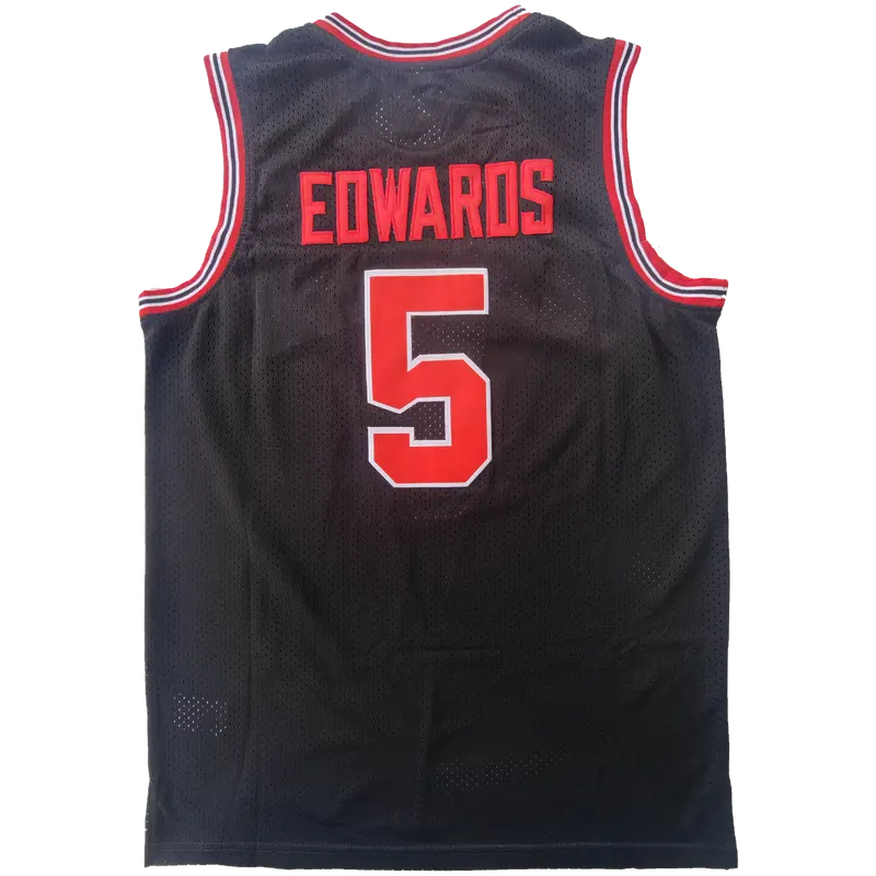 Men's Embroidered #5 College Life Sport Jersey - Black White Mesh Fabric Polyester, Athletic Tops, Embroidered Sportswear Top, Male Clothing, Short-Sleeve Professional Sportswear, Cool-Wearing for Play, Gifts for Christmas
