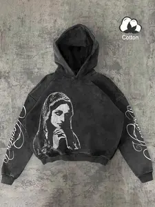 Unisex Hooded Sweatshirt, Fitted, Graphic Print Design, Vintage Style, Casual Fashion, Streetwear, Hip Hop, Rap, Outdoor, School, Long Sleeve