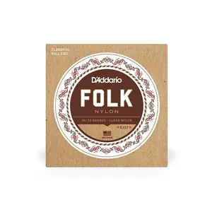 Ernie Ball Nylon Folk Guitar Strings Clear 28-45 - Ball End