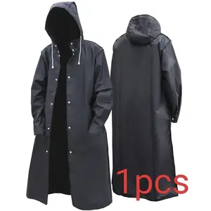 Unisex Eva Waterproof Rainproof Raincoat, Stylish Long Hooded Rain Jacket, Perfect for Strolls in the Rain, Available in Multiple Sizes