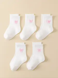 5Pairs Girls/Kids' Athletic Ruffle Socks, Adorable Bow Design, Fashion , Soft & Breathable Sports/Casual Mid-Calf Socks, Suitable For Student Back To School, Daily Wear, Holiday Gift, Outdoor Travel, Breathable Comfy Socks