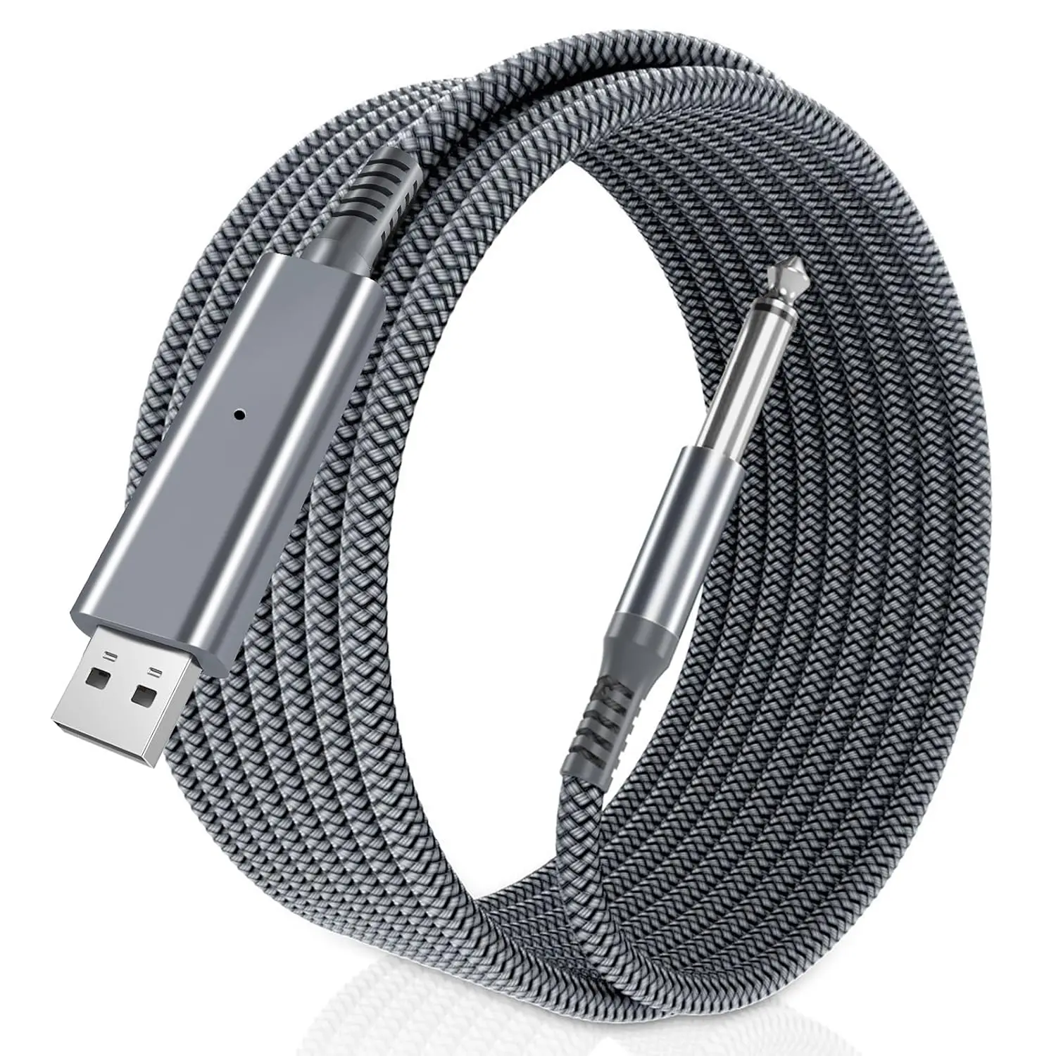 USB Guitar Cable 6.6FT,1/4 Inch TS Instrument Cord,USB A to 6.35mm Male Jack Stereo Audio Interconnect Wire Line for Electric Guitar,Bass,Keyboard,Mixer,Amplifier,Amp,Speaker,Equalizer, Feet