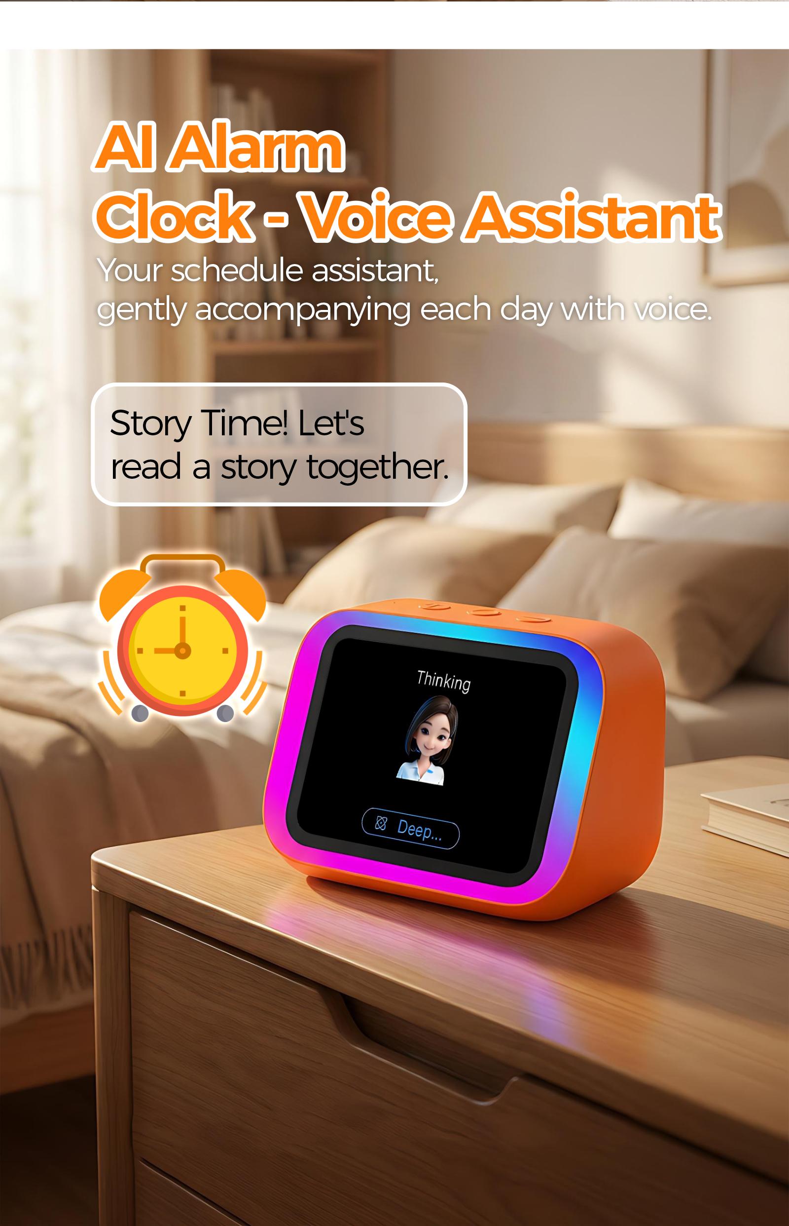 All in 1 Smart Desktop Screen Speaker | Bluetooth 5.4, AI Control, Weather Display & Custom Photo Frame | RGB Smart Alarm Clock for Bedroom