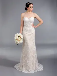 Strapless fit and flare wedding dress