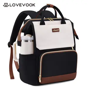 LOVEVOOK Laptop Backpack for Women with Giant Tumbler Holder Pocket, 15''/17'' Travel Work Backpack Purse for Nurse Teacher, Waterproof School Bag College Bookbag Cute Casual Daypack for Girls