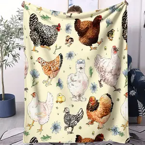 Painted Chicken Pattern Blanket, Suitable for All Seasons, Suitable for Beds, Sofas, Cars, Room Decorations, and Gifts, Suitable for Children and Adults