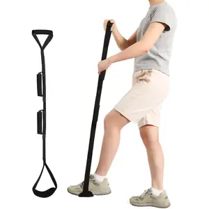 42 Inch Long Leg Lifter Strap, Leg Straps with 3 Soft Hand Grips & Soft Foot Pad, Leg Lifter After Hip Replacement, Leg Lifters Getting Legs in and Out of Bed, Wheelchair, Car (42“ Black)