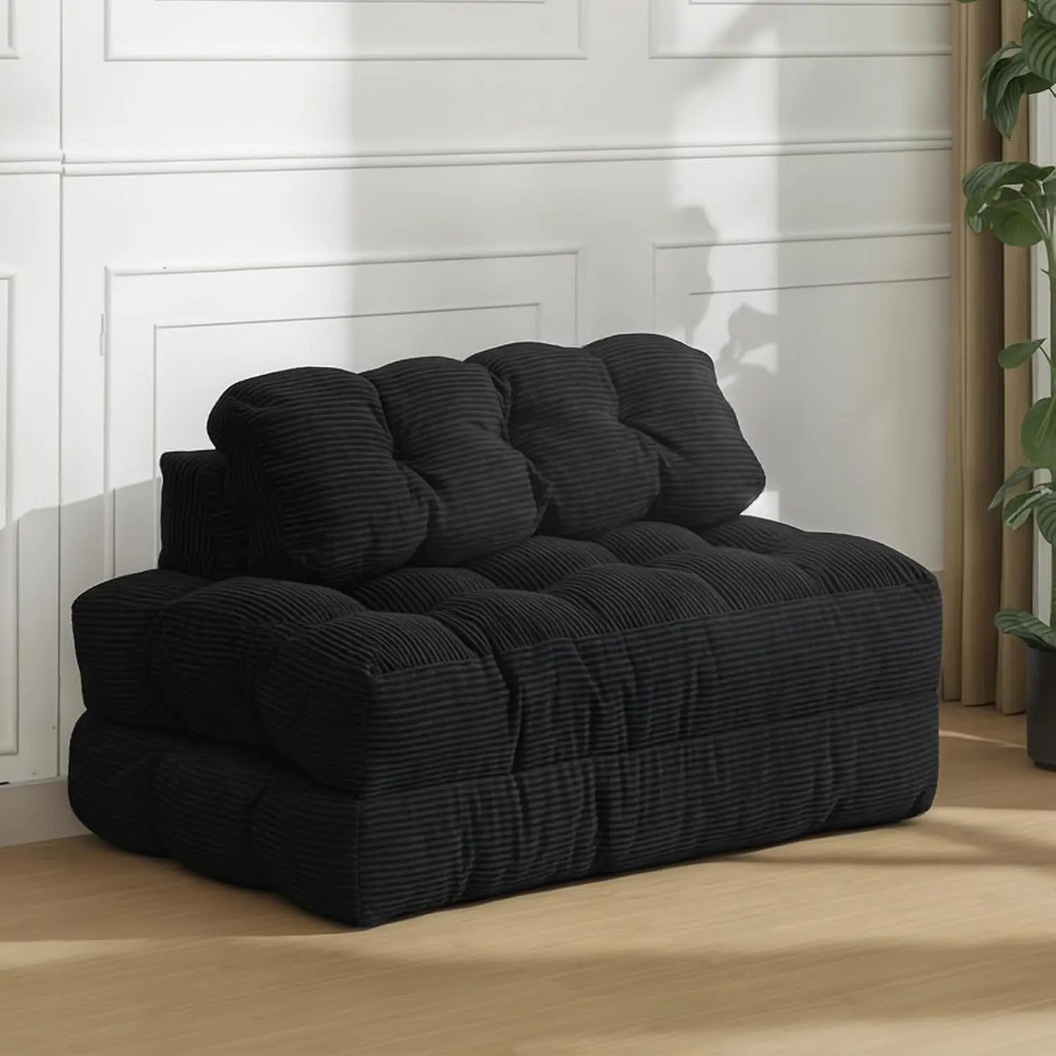Garvee Compact 3-in-1 Folding Couch Sleeper Loveseat with Corded Fabric, Lumbar Support Pillow, Mattress & Back Support, 78.74x51.18x7.87 in Portable Foldable Chair for Living Room, Home Office, Sleeper Sofa, Loveseat Sleeper
