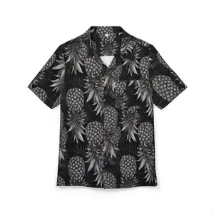 Tropical Pineapple Print Shirt, Unisex Hawaiian Button-Down Shirt for Summer, Beach Party, Vacation, Luau, Floral Shirt, Gift#hawaiianshirt #aloha #tropicalstyle #summeroutfit #vacationoutfit #beachwear