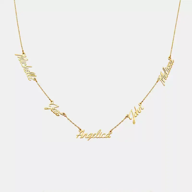 Personalized name necklace, 18K gold-plated, handcrafted personalized necklace, can be engraved with children's names, family members' names, suitable as a gift for women on Valentine's Day or Mother's Day.