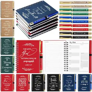 10 Sets Religious Christian Easter Gifts Bulk Ministry Journal Notepad Spiral Planner Notebook with  Verse Pen for Church Pastor Mom Dad Mother's Day Sunday Teacher Clergy (Multicolor)