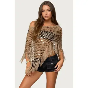 Cape with tassel sequins (crochet)