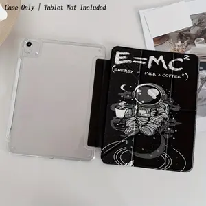 Foldable Case for iPad for iPad 11/A16/10th/Pro 12. 9/Air 4/5/6/Mini 7 & More - Space-Themed Design with Astronaut & Coffee Cup Illustration, Durable Protective Cover for Work, Travel, Home Use, Space for iPad Case, Travel Accessory, Playful Design, Sleek