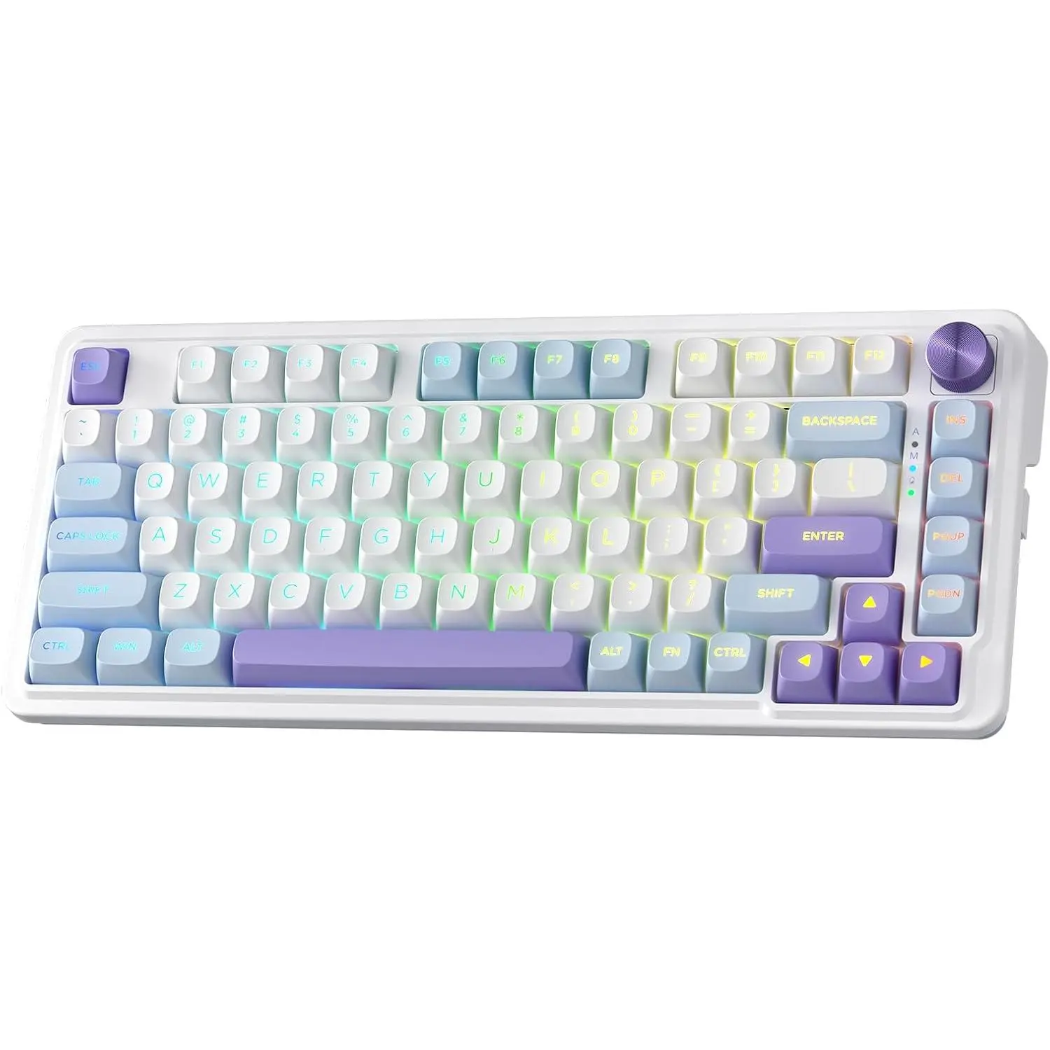 Redragon K673 MAX 75% Wireless Gasket RGB Gaming Keyboard, 3-Modes 81 Keys PBT Compact Mechanical Keyboard w/ Hot-Swap Socket, Dedicated Knob Control & 5-Layer Noise Dampening, Custom Linear Switch