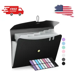 7 Pocket Expanding File Folder, Premium Accordion File Organizer, Letter Size, Black