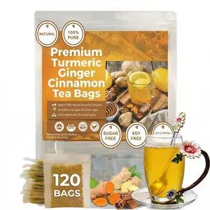 240/120/5Pcs Tea Bags, Ginger Tea, Turmeric Ginger Cinnamon Tea, Cinnamon Tea, Ginger Turmeric Tea, Tea Bag, Turmeric Ginger Cinnamon Tea Bags, No Sugar, NoCaffeine, No Gluten