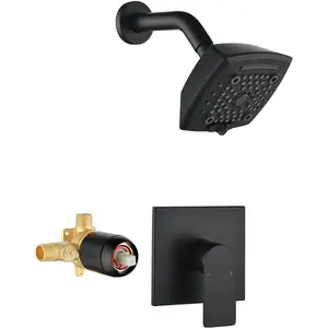 Matte Black Shower Faucet Set 6 Setting Shower  5 Inch Shower Trim Kit Modern shower valve kit High  Shower Fixtures Shower System