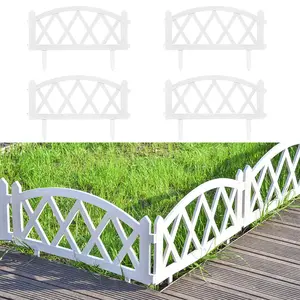 Sungmor Plastic Edgings Garden Picket Fence - Grass Lawn Flowerbeds Plant Borders - Decorative Sunflower Landscape Path Panels - Pack of 4 (Overall Length 98 Inches) - Lightweight & Easy Installation