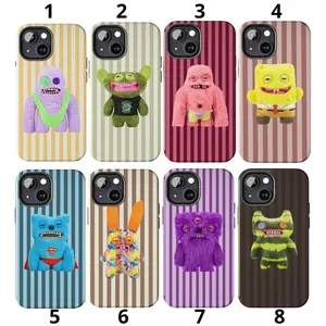 Striped Fuggler Funny Ugly Monster Phone Case, Preppy and Cute Quirky Plush Creature Aesthetic Compatible with iPhone X, 11, 12, 13, 14, 15, 16, 17 Series & Galaxy Series