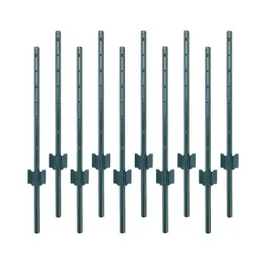 GARVEE 10 Packs of 3-Feet Metal Garden Fence Posts with U-Channel Design, Ideal for Securing Corner and Wire Fences in Gardens and Outdoor Spaces
