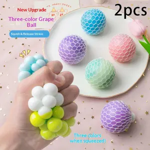 2026 Creative New Three-Color Flour Grape Ball Squeeze Toy, Stress Relief Fun for Kids and Adults, Random Colors, Sold in Pairs