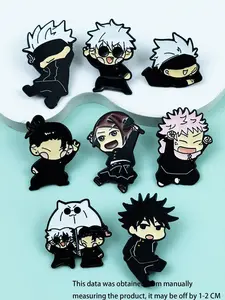 8-Piece Cartoon Jujutsu Kaisen Enamel Pin Set, Creative Alloy Brooches, Fashion Accessories for Backpacks, All Seasons, Drop Set Pins