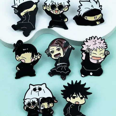 8-Piece Cartoon Jujutsu Kaisen Enamel Pin Set, Creative Alloy Brooches, Fashion Accessories for Backpacks, All Seasons, Drop Set Pins, Pin Backs, Pin Included