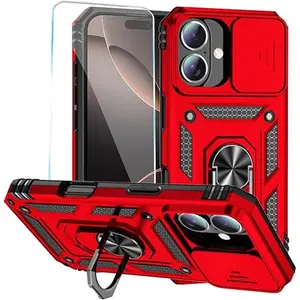 iPhone 16 Plus Case with HD Screen Protector, Slide Camera Cover, and Rotated Ring Kickstand - Military-Grade Protection for iPhone 16 Plus (6.7'')