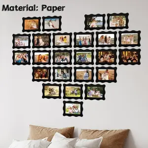15pcs Creative Rectangular Wave Decorative Picture Frame Set,4*6" Heart Shape Photo Frames Wall Record, Home Decoration