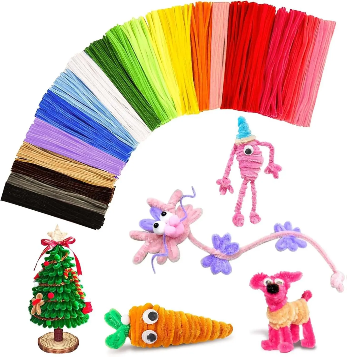 Pipe Cleaners Craft Supplies Multi-Colored Chenille Stems for DIY Arts Crafts Project 100 Pieces 6mm Diameter 12 Inches Length Perfect for Kids Ages 8-13 Teen Girl Gifts