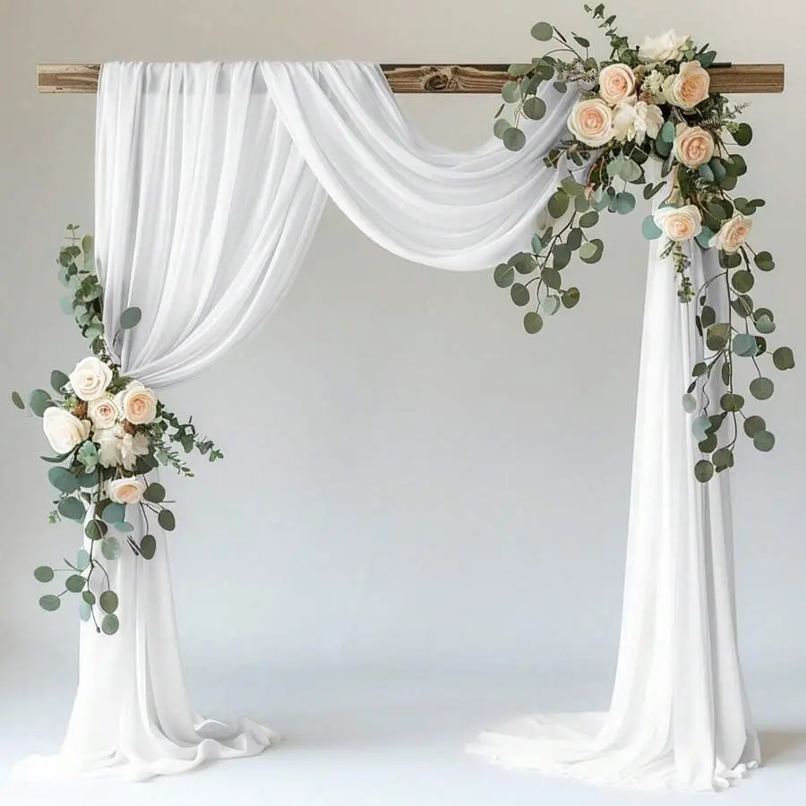 Sheer Chiffon Polyester Hanging Drape Backdrop - 1pc, 2 Sizes (75*300cm/75*600cm), Lavender/Dusty Blue, Party Garden Wedding Decor, Indoor/Outdoor Home Supply