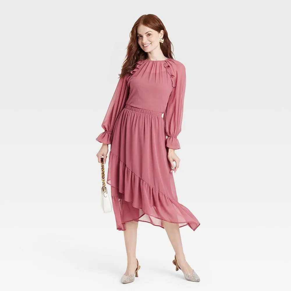 Women's Ruffle Midi Skirt - A New Day