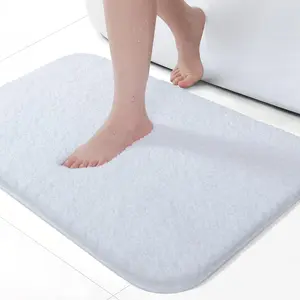 1pc Non Slip Bath Mat, 16 x 24inch, Water Absorbent Soft Microfiber Rug Machine Washable Thick Plush Shaggy Bath Rug for Bathroom, Shower Mats, White, Bathroom Drying Doormat