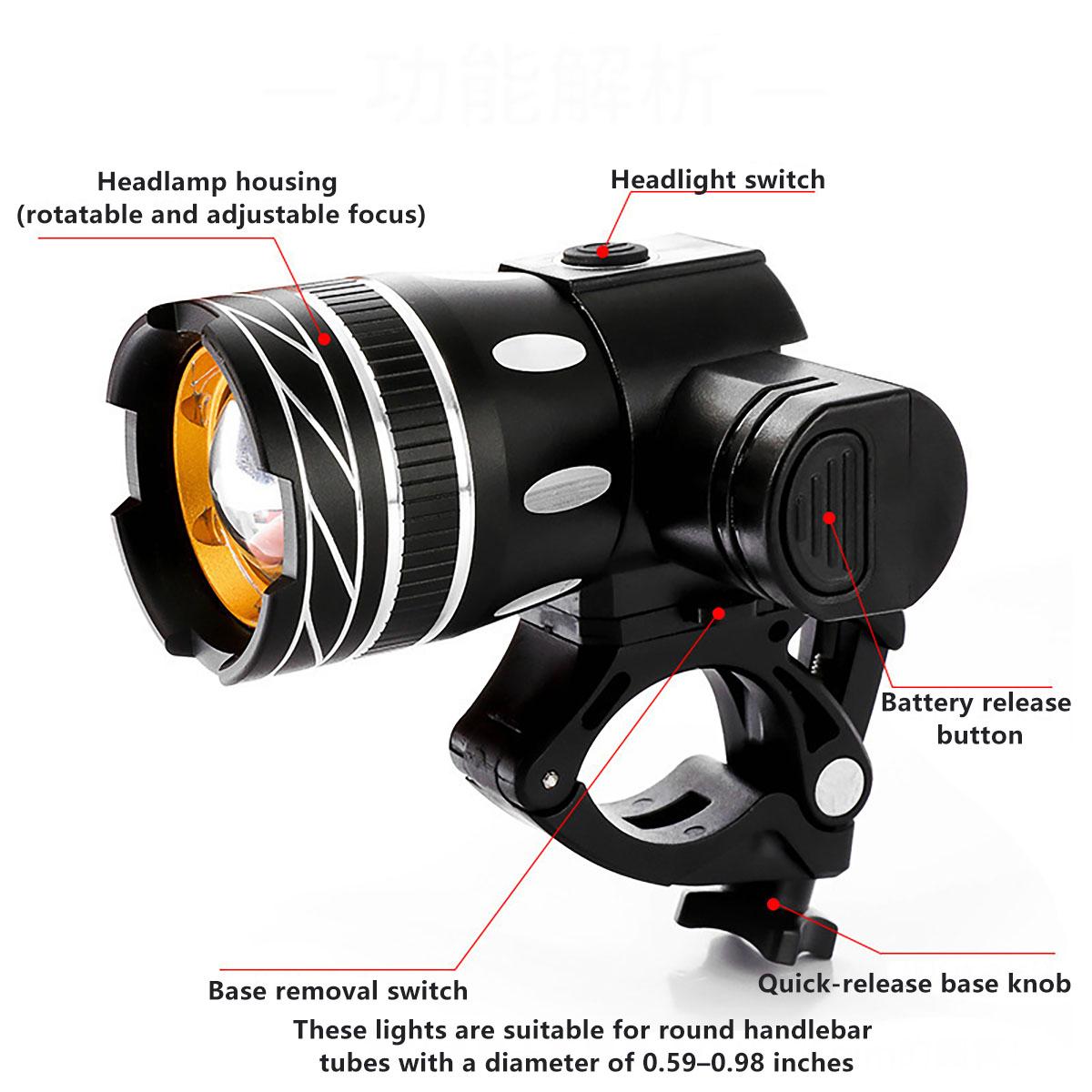 Bicycle Headlight Powerful LED Light USB Rechargeable with Rear lights Modes Durable for Night Riding Camping Hiking and More