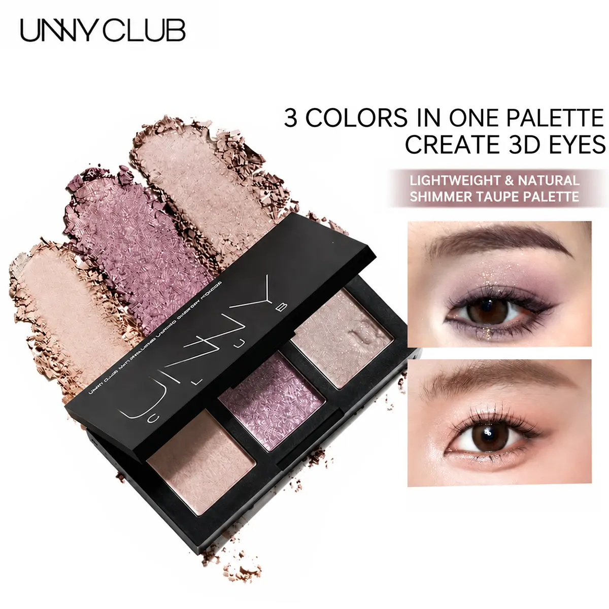 3-Colors Eyebrow Powder Palette, Natural Soft Brow Makeup Kit with Built-in Mirror, Angled Brush & Spoolie for Easy Blending, Effortless Daily Natural Looking Brows.