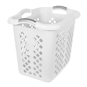 2 Bushel Lamper Plastic Laundry Basket with Silver Handles, White, Adult / Tween