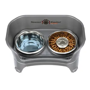 Neater Feeder Express MESS-PROOF Feeder with Stainless Steel Slow Feed Bowl for Pet Health and Floor Protection