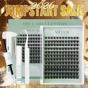 YOULUCK Enchantress Lashes Clusters DIY Lash Extension Kit Waterproof Long-Lasting Fluffy & Weightless Look with Ultra-Thin Band Glue Remover Tweezer for Beginners