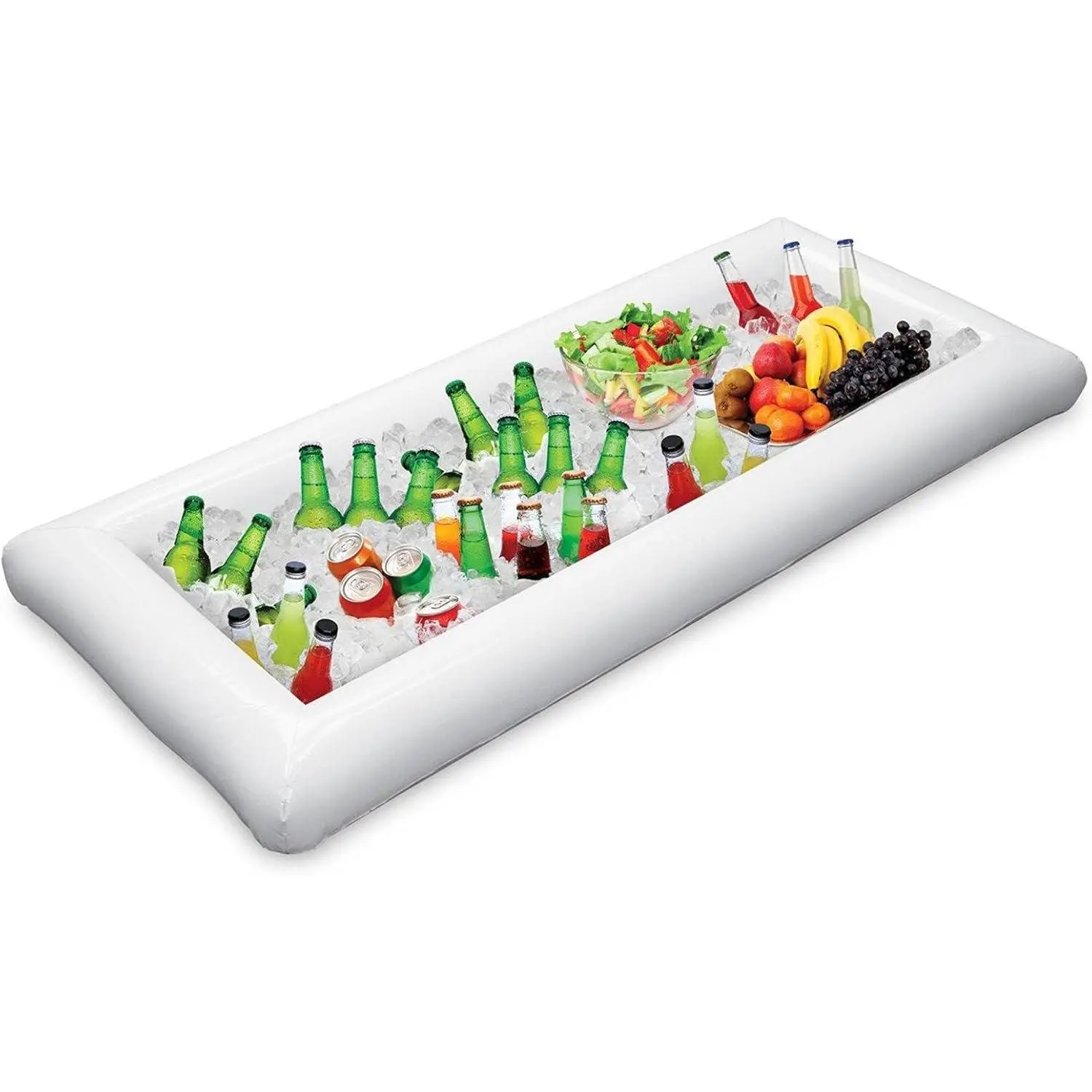Extra Large BPA-Free Inflatable Serving Bar Ice Cooler Buffet Tray - 51.5inL x 24.5inW x 4.5inH, Foldable, Easy to Inflate/Deflate/Clean, Outdoor Drink & Food Holder for Graduations, Birthdays | Salad & Beverage Tub