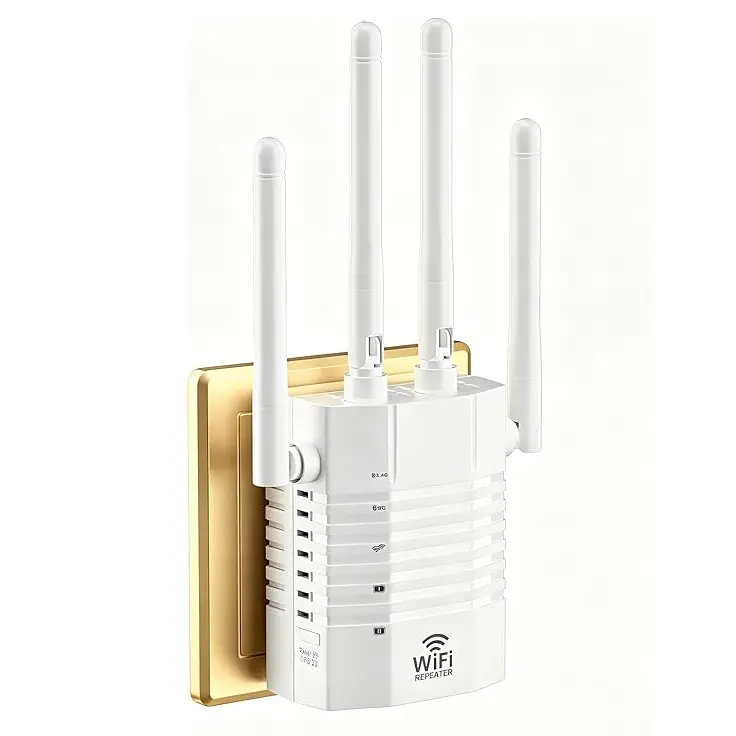 WiFi Extender 1.2Gbps Dual Band 5GHz/2.4GHz, 12,880 Sq.ft Coverage, 4 Antennas 360° Coverage, 1 Ethernet Port, Supports 105 Devices & Easy Setup Dual-Band Wi-Fi booster 2026