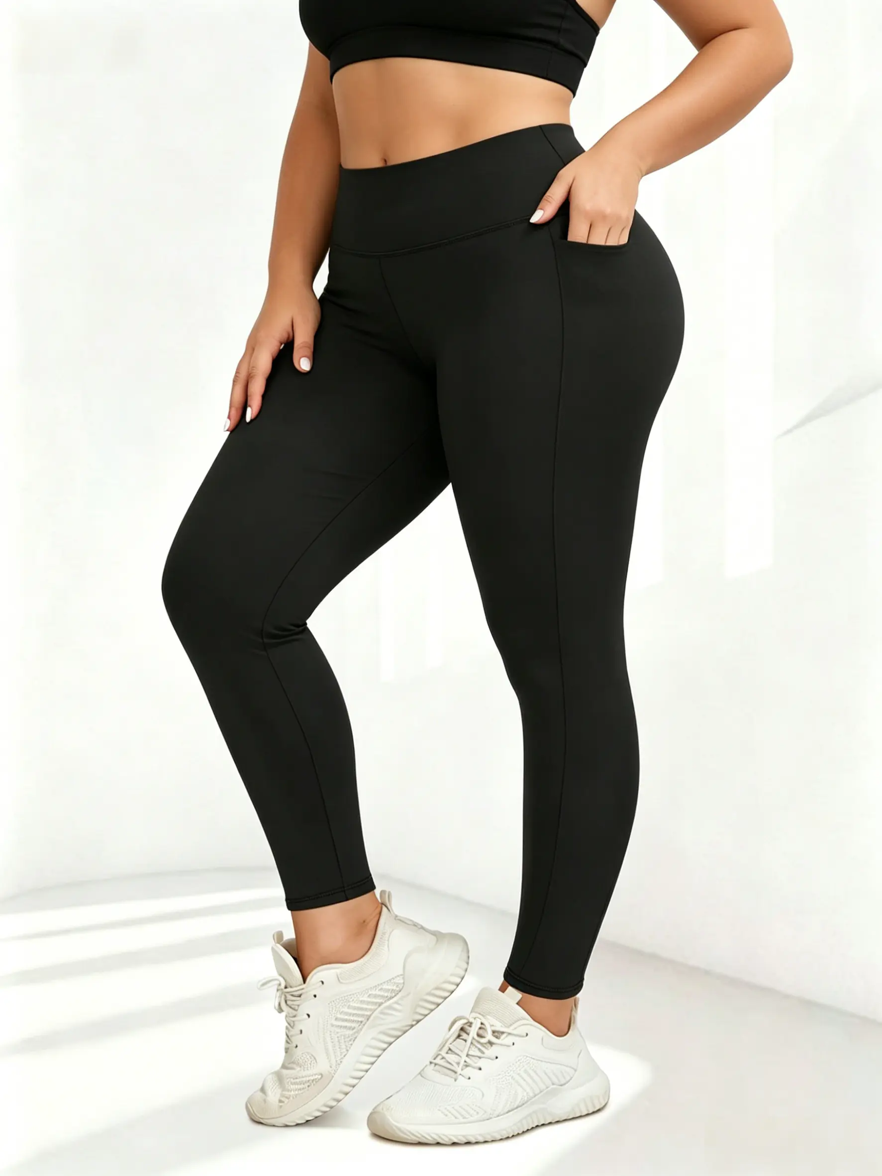 Women’s Plus Size Stretchable Jogger Leggings with Pockets - Lightweight, Sporty Comfy Breathable, Stretchy Soft - Sports Jogging Wear for Workout, Casual Lounge, Legging Fitness