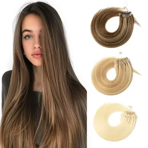 Micro Loop Human Hair Extensions Easy Install At Home Micro Loop Hair Extensions Blonde Brown Black Machine Remy Natural Straight Hair Extensions