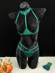 Sexy Womenswear Lingerie Set with Underwire Lingerie Top and Thong, Comfortable Elastic Sleepwear, Perfect for Parties and Romantic Nights