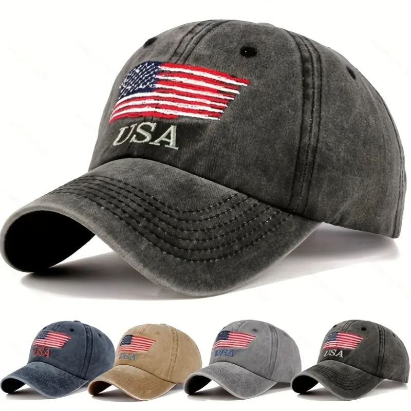 Men's trendy all-match baseball cap with American flag retro design Valentine's Day gift sun protection breathable and comfortable outdoor sports casual hat classic style high quality