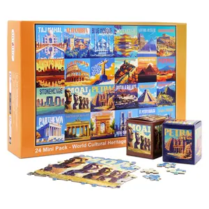 rokt&razo, World Heritage, 24 Mini Pack Jigsaw Puzzles, 1000 Pieces Daily Challenge Pack with Reference Poster, Advent Calendar, Family Game Nights, Finish Size 27.5 * 19.7 in (Index on The Back)
