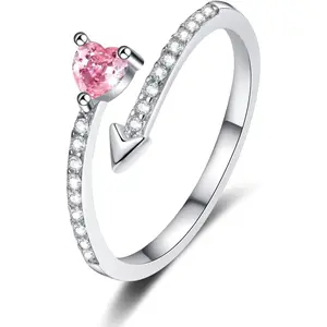 Exquisite heart-shaped ring, adjustable ring, women's fashion jewelry gift, open stackable ring, anniversary gift, couple's gift, holiday gift