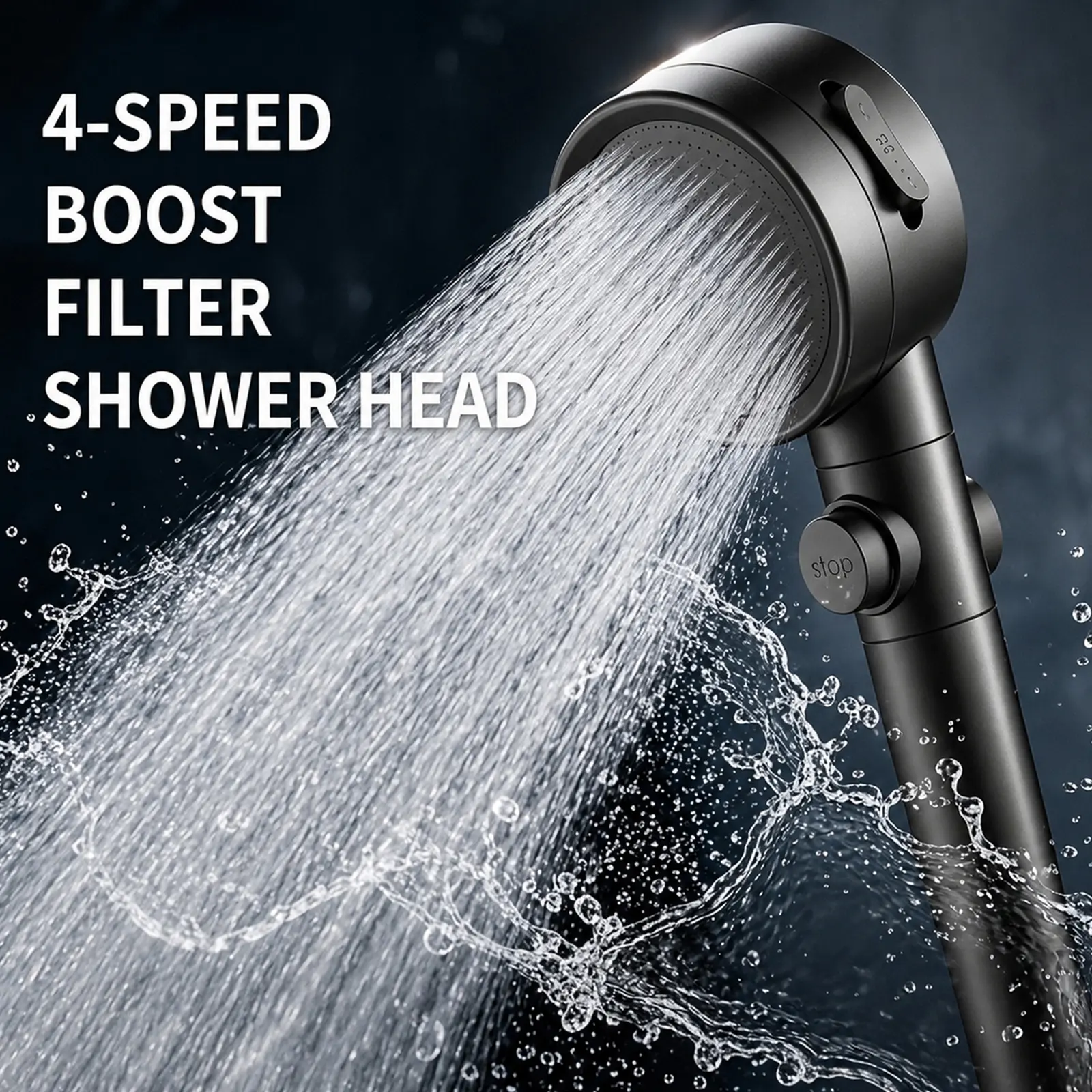 High Pressure Handheld Shower Head with 4 Spray Modes, ABS Multi-Intensity Design, PP Cotton Shower Head Filter, Stainless Steel Components, Water Saving Bathroom Fixture for Home Improvement